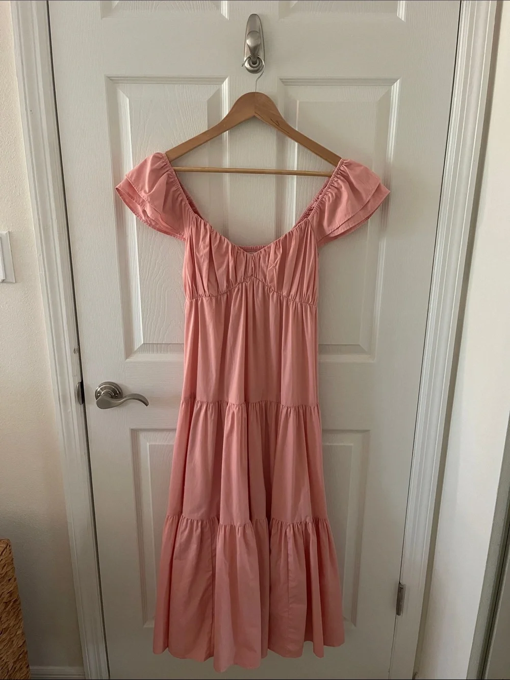 Abercrombie & Fitch Ruffle Sleeve Tiered Poplin Maxi Dress